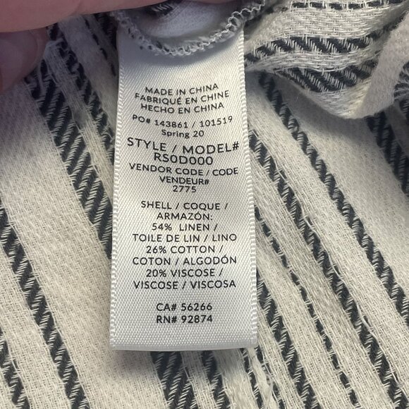 Womens Linen Blend Striped Sundress Dress Small Black Ivory Vacation Swiftie Tra - Picture 8 of 12